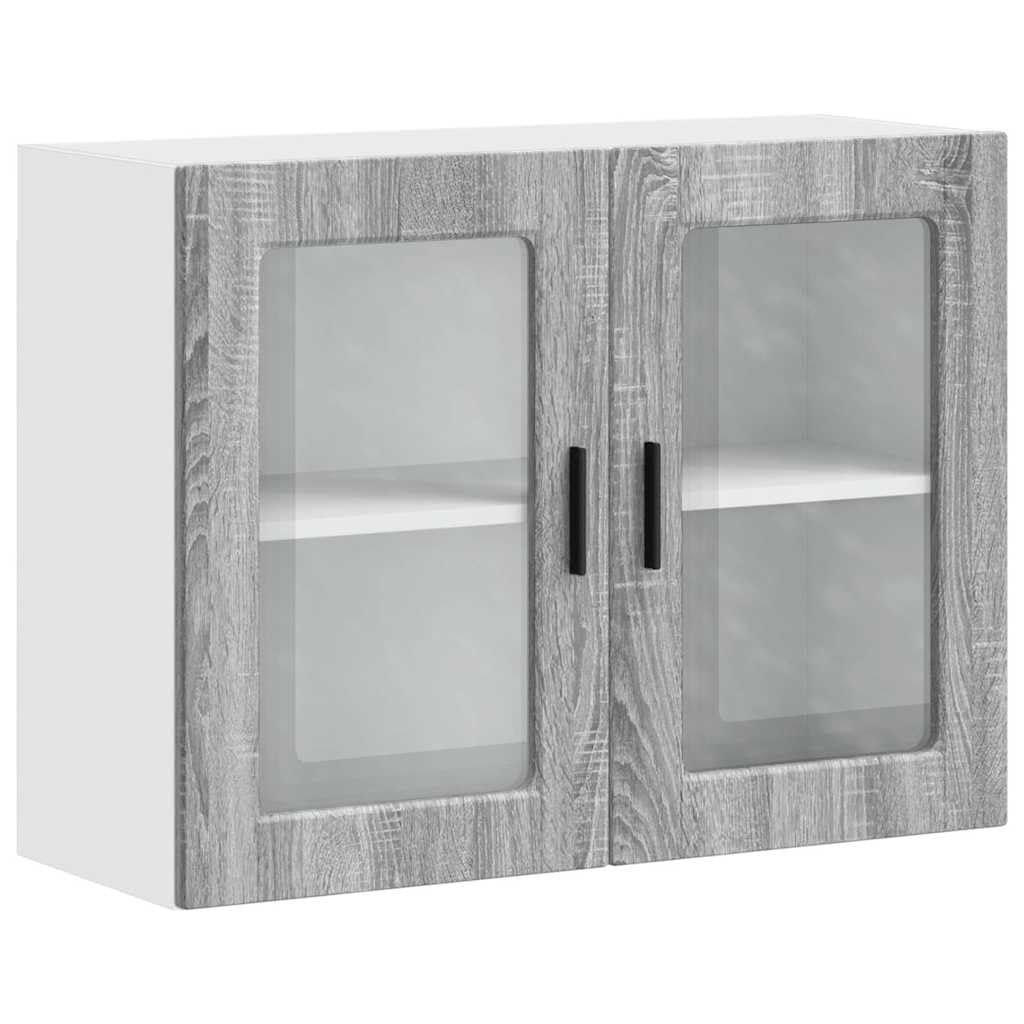 Vidaxl Grey Sonoma Kitchen Wall Cabinet With Glass Door Porto