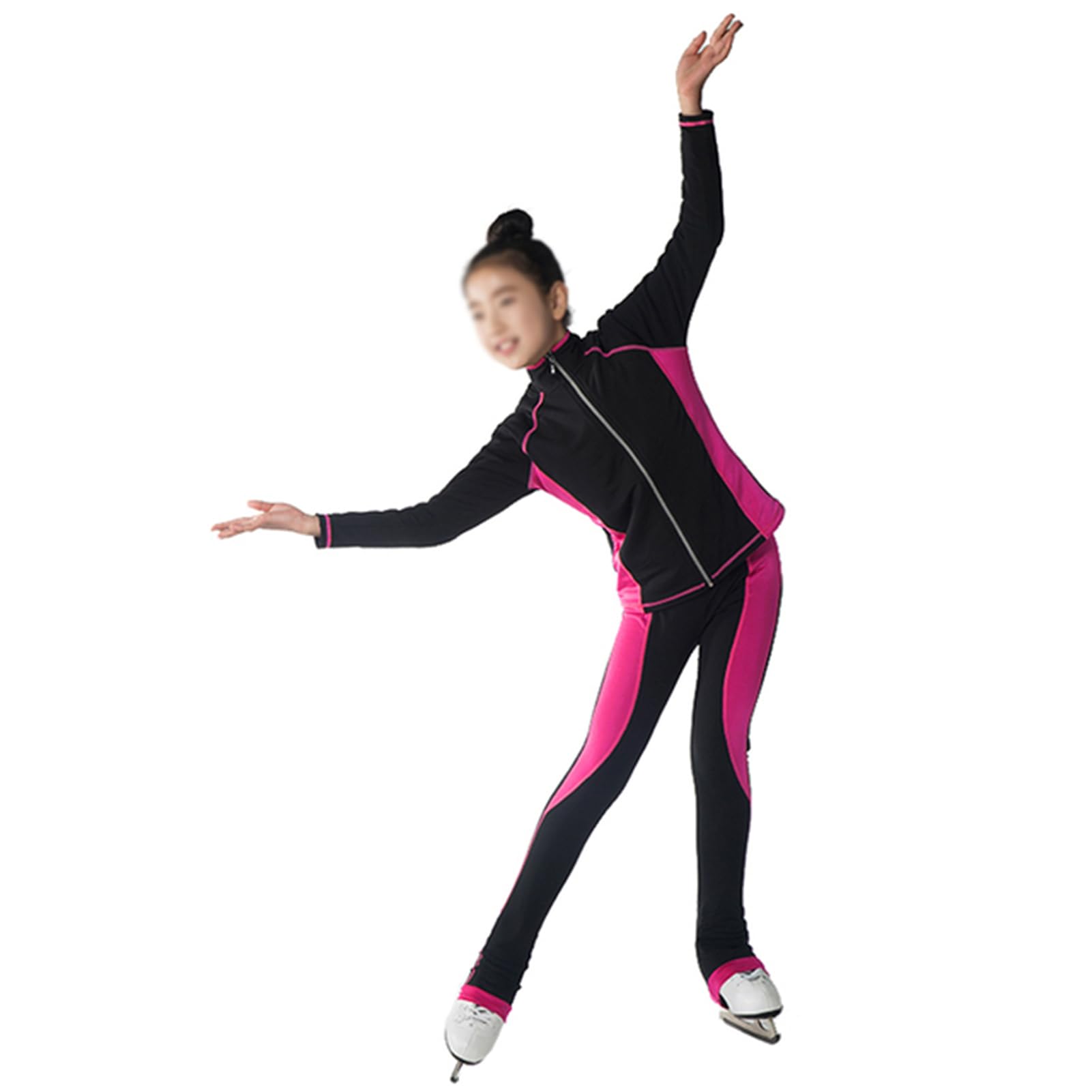 Genérico Medias Y Chaquetas De Patinaje sobre con Leggings De Patinaje De Forro De Vellón Practicar Ropa De Patinaje para Mujeres(Size:150,Color:Rosa)