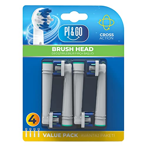 Pi&Go Oral B Şarjlı Diş Fırçası Uyumlu Yedek Başlık - Elektrikli Diş Fırçası Yedek Başlığı, 4 Adet