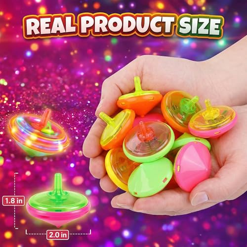 Image of LED Flashing Spinning Tops for Kids, Bulk Party Favors and Classroom Prizes (Classic - 50 Piece)
