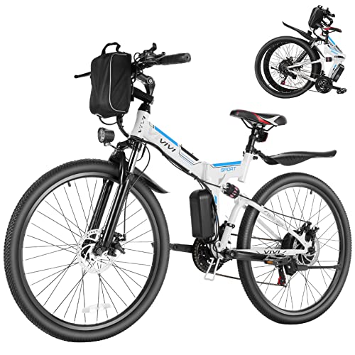 Vivi Electric Bike for Adults 749W Peak Folding Electric Mountain Bike 26 Commuter Ebike 20MPH Foldable Ebike Adult Electric Bicycles with Battery Dual Shock Absorber SGS Certified to UL2849