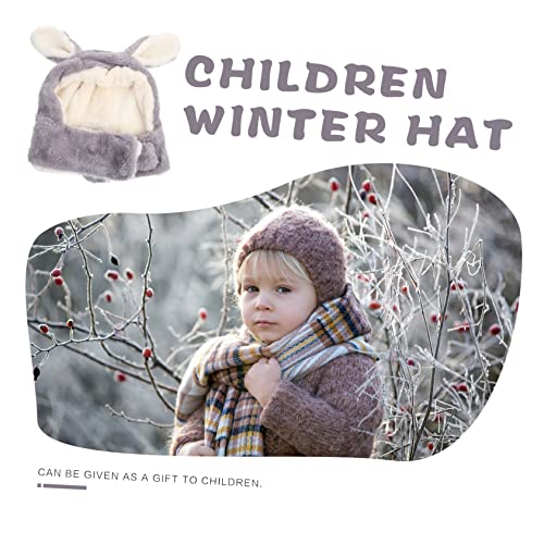 1pc Boy Girl Plush Warm Hat Adorable Ears for Cold Weather Soft and Warm Ear Beanie for Boys and Girls Cozy Fleece Material Cute Cartoon Design for Autumn Light Grey4