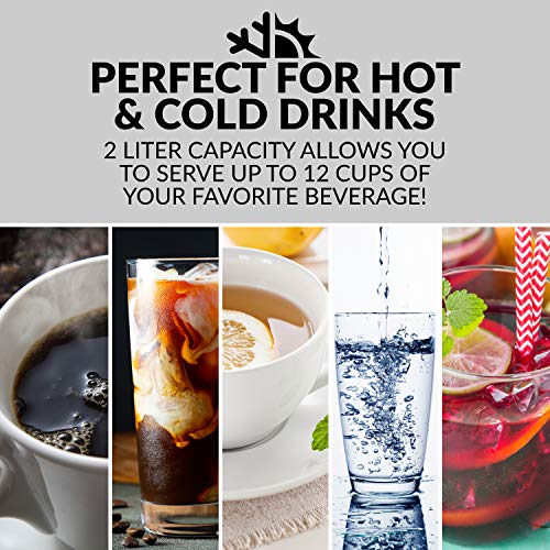 HomeCraft HCCAP2SS 2-Liter Stainless Steel Thermal Airpot Coffee Carafe Easy Push Button Dispenser, Perfect For Hot and Iced Drinks, Water, Tea