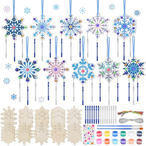 JellyArch 30 Pack Winter Snowflake Wind Chime...