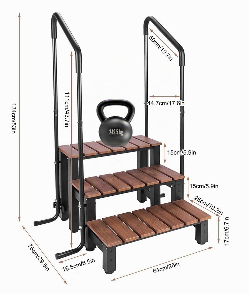 Whirlpool-Treppe mit Einer Tragkraft von 250 kg, 3 Stufen, Wohnmobil-Treppe, Wohnmobil-Stufen, Schwimmbadleiter, Aufstellpool-Treppe, Pool-Treppe, Outdoor-Spa-Badewannen-Stufenleiter