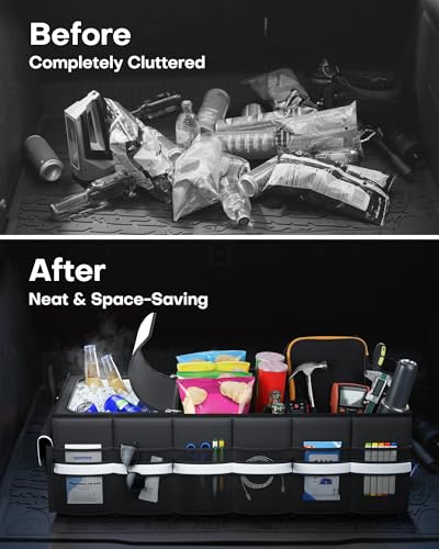 HOTOR Trunk Organizer - Car Organizer with Built-In Leakproof Car Cooler, Collapsible Trunk Organizer with Cooler for Car, SUV, Sedan, with Base Panel (3 Compartments, Black),31.9"×12.6"×10.6" - Image 6