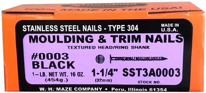 MAZE 5037768 1.25 in. 1 lbs 3D Trim Stainless Steel Nail Flat Head Black