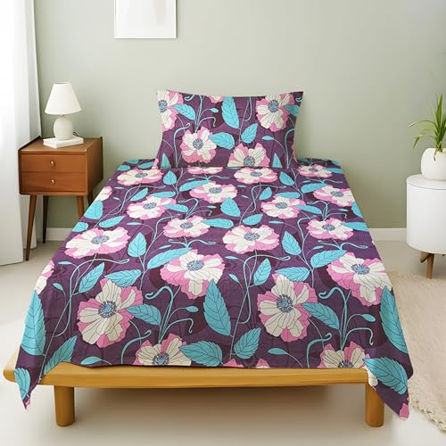 Image of Weave & Decor Cotton Bedsheet for Single Bed 90x60 Inches Soft and Breathable, Includes 1 Pillow Cover 20x30 Inches
