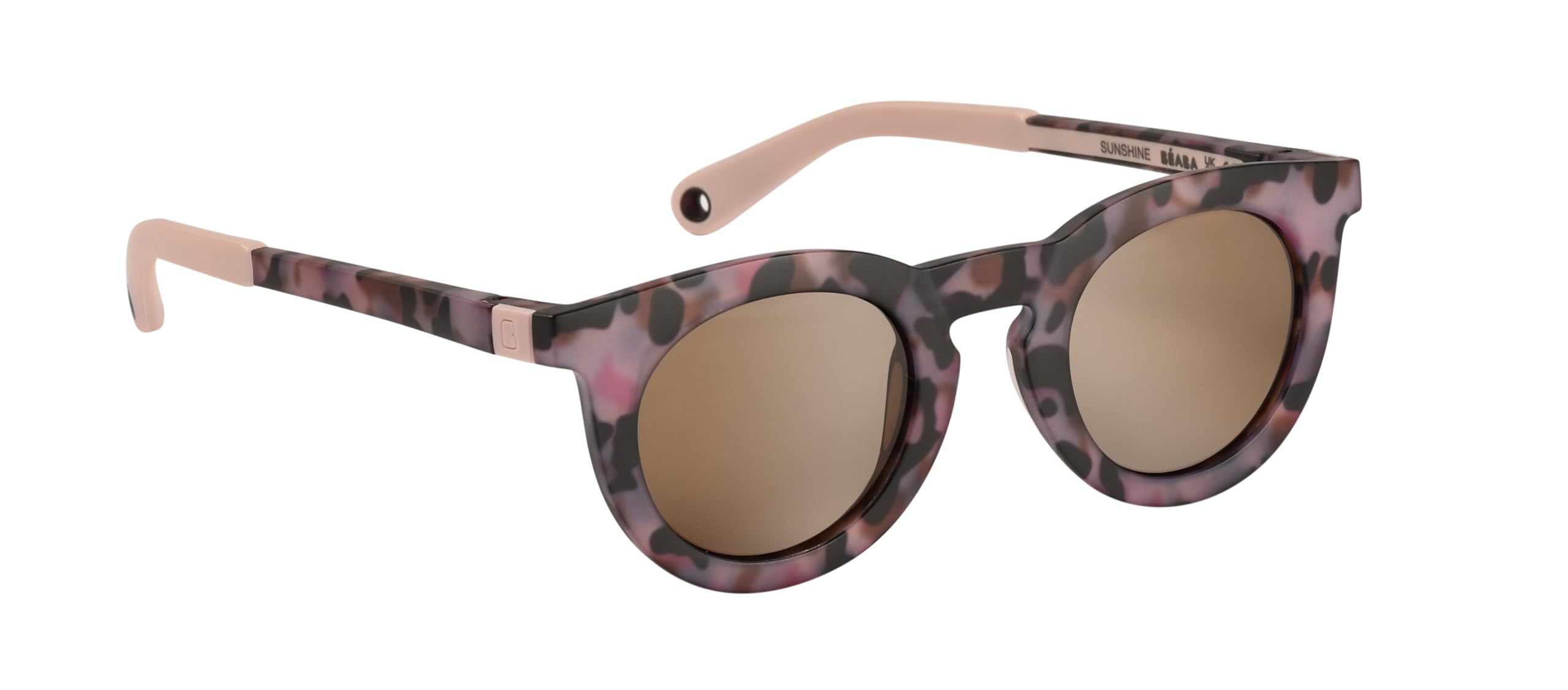 BÉABA, Sunglasses for Children 4-6 Years, 100% UV Protection - CAT 3, Side Protection, Optimal Comfort, 360° Adjustable Temples, Adaptable to The Eyes, Retro Collection, Sunshine Pink Tortoise