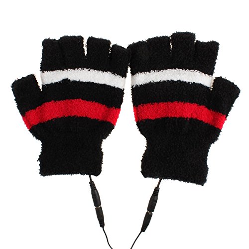 Eforstore Fingerless Gloves Laptop Gloves USB 2.0 Heated Half Finger Fingerless Winter Warm Hand Warmer Mittens for Women Girls - Thumbnail 5