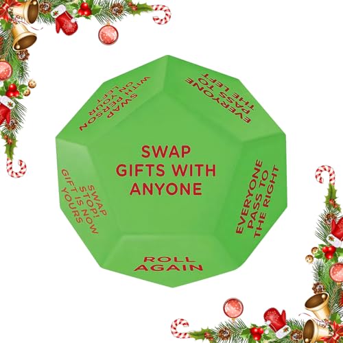 Santa Swap Gift Exchange Dice, 3.1inch Exchange Gifts Christmas Games, Christmas Stocking Stuffers...