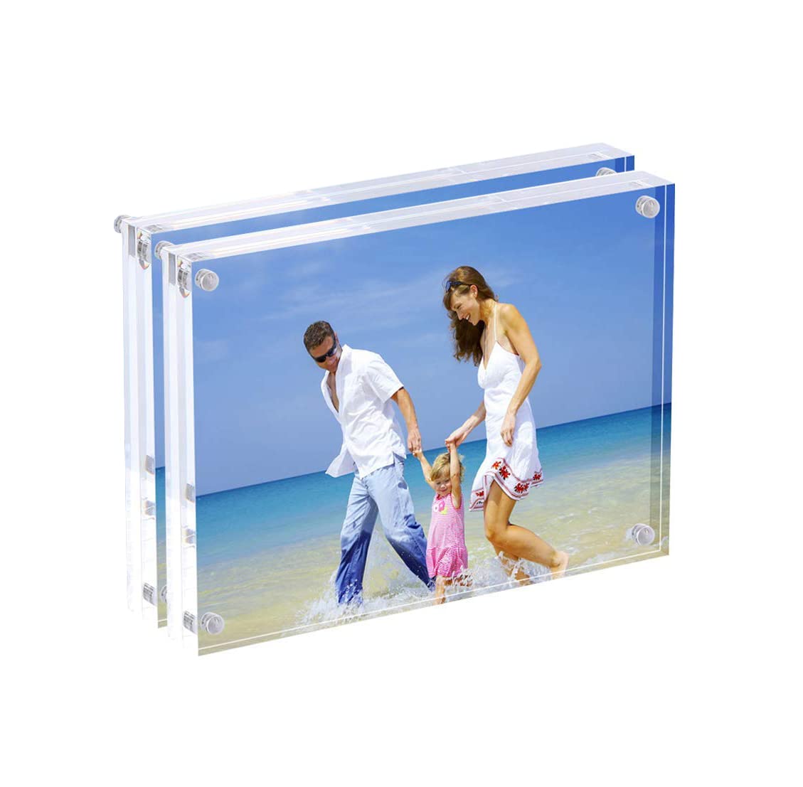 Acrylic Photo Frames 2 Pack,3.5x5'' Double-Sided Magnetic Picture Frame, Desktop Frameless Postcard Display (5 inch)