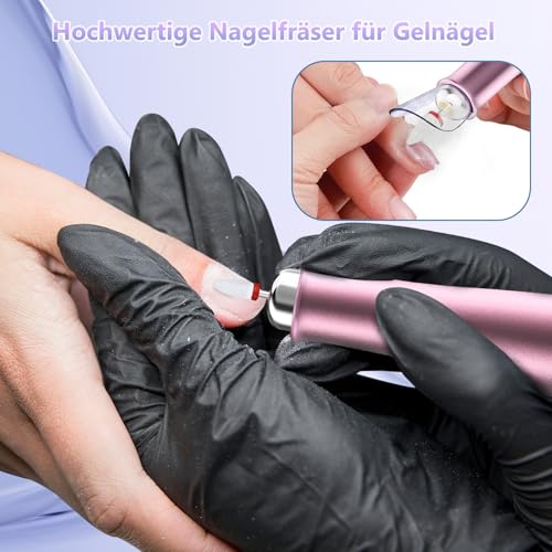 POFIBO Nagelfräser Kabellose 35000 U/Min Nagelfräser für Gelnägel - Professioneller Nail Drill für Gel- und Acrylnägel, Elektrische Nagelfeile mit Verstellbarer Geschwindigkeit für Maniküre Pediküre