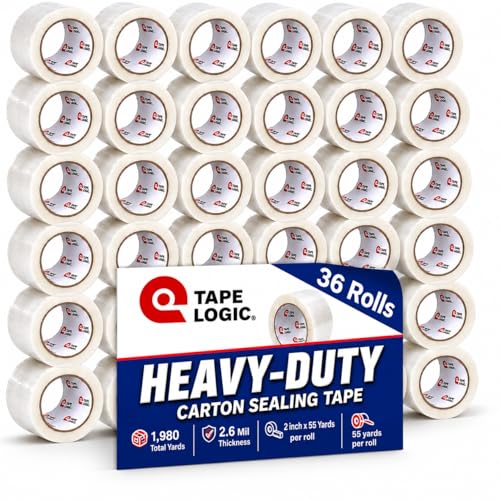 Image of Tape Logic Packing Tape (36-Rolls), 2 inch x 55 yd - Heavy Duty Packaging Tape Refill for Shipping, Moving, Order Fulfillment, Acrylic 2.6 Mil