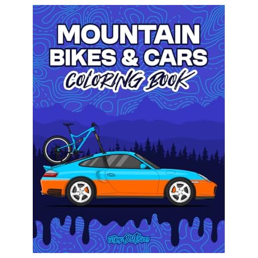Mountain Bikes & Cars Coloring Book: 40 Authentic Cycling and Automotive Designs for Kids & Adults to Color & Express Your Creativity