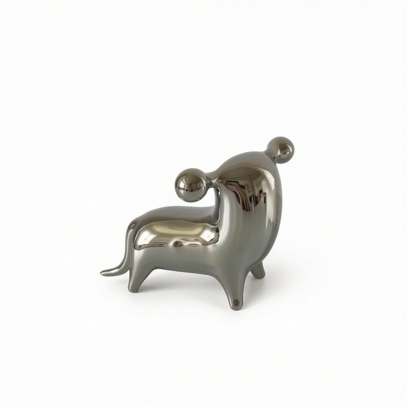 Gralara Statuetta in Ceramica Statuetta di Animale Moderno Scultura Artistica per Libreria, Argento