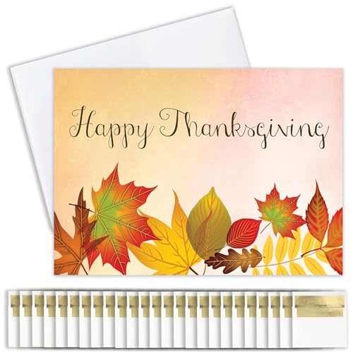 Thanksgiving Cards for Business & Family (Watercolor Leaves) Greeting Card