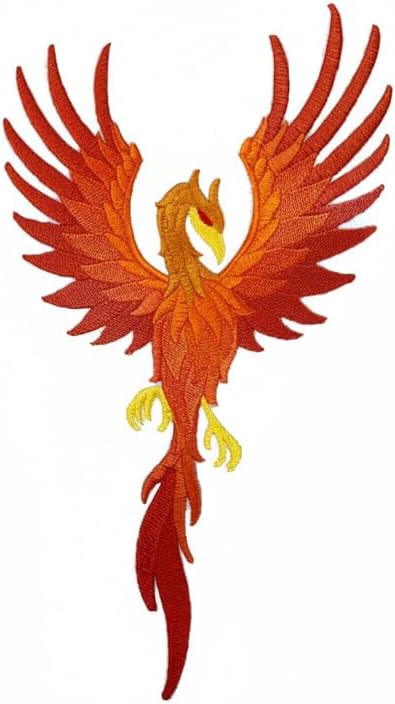Rising Phoenix Embroidered Patch Large (9.99" x 5.94") in | Iron-On or Sew-On | Mythical Firebird Applique for Jackets, Bags & DIY Fashion