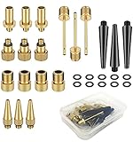 MAXEE 30 Pcs Fahrradventil Adapter, Fahrrad Adapter Ventiladapter Set aus Reinem Kupfer DV AV SV Ventil Adapter Keine Luftleckage für Kompressor Fahrradpumpe Standpumpe Luftpumpe Ballpump