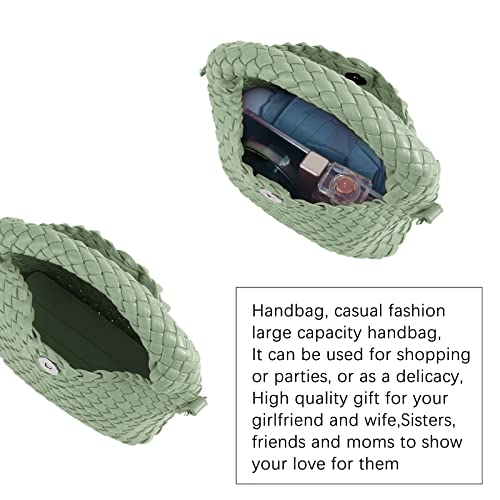 Image of Woven Crossbody Bag Small Tote Cute Purse for Women,Top Handle Handbag Pu Leather Shoulderbag with Detachable Strap