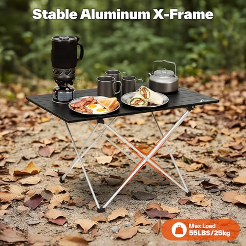 Sportneer Campingtisch Klapptisch Camping, Aluminium Klapptisch Camping Tisch Faltbarer Picknick-Tisch Tragbarer Gartentisch für Camping Picknick Kochen Garten Wandern Reisen,L, ohne abnehmbares Netz