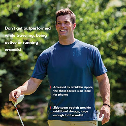 SCOTTeVEST Performance Short Sleeve - Athletic Workout Clothes Men - 3 Pockets (BK, L) Black