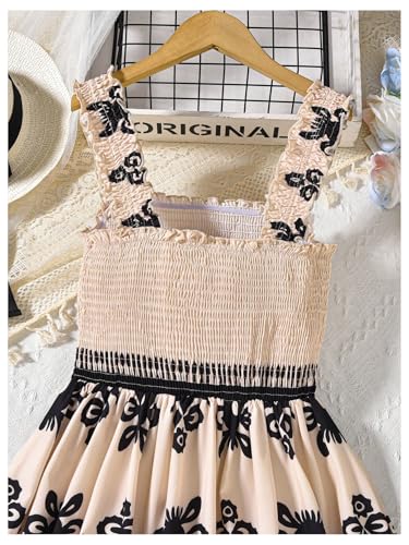GORGLITTER Girl's Floral Flowy Midi Dress Sleeveless Strappy Shirred Tank Short Dresses Cute Summer Easter Dress 20253