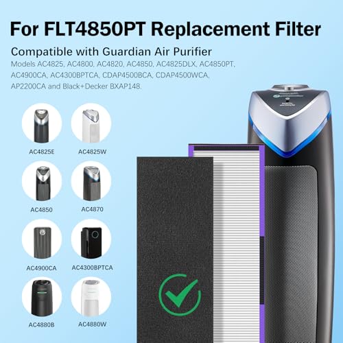 Image of FLT4850PT HEPA Filter B Pet Replacement | Compatible with GermGuardian AC4850PT AC4825 AC4825E AC4800 AC4900 AC4850 Air Purifier, 4 True HEPA & 4 Pre-Filters