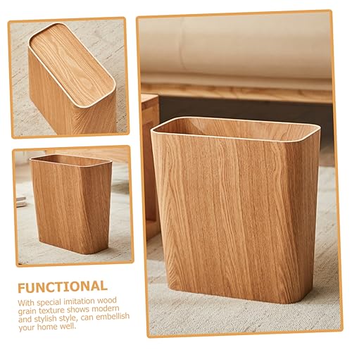 Caneca de basura rectangular de madera Caqui miniatura 7