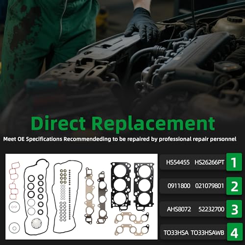 Image of Head Gasket Set HS26266PT Fit for Toyota Sienna for Camry for Solara for Highlander, Fit for Lexus RX330 ES330 RX400H 2004-2010, OE#HGS953 HS2049(81pcs)