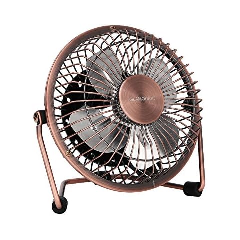 Glamouric Portable USB Powered Desk Mini Fan Vintage Metal Cooler Fan Cooling Mute Quiet - Small Table Fan with Switch on/off, Great for Desktop Tabletop Office & Travel Cover