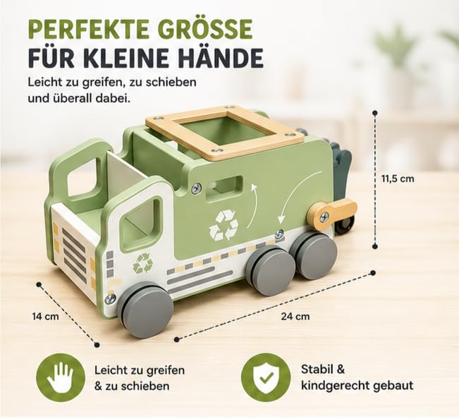 Generisch Holz-Müllwagen Spielzeug für Kinder | Montessori, Motorik