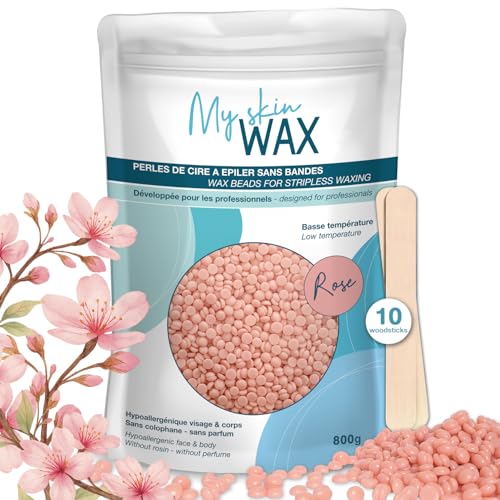 My Skin Wax - Hard Wax Beads 800g Hypoallergenic Wax Beads for Sensitive Skin Painless Stripless Hair Removal Wax Men Women Face wax Leg Wax Bikini Wax Brazilian Eye Brow Lip