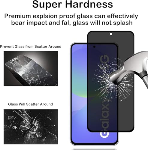 Image of ZARALA Privacy Tempered Glass Screen Protector for Samsung Galaxy A36 /A56 5G | Privacy Tempered Glass Guard Samsung Galaxy A36 /A56 5G - HD /Fingerprint Note Working /9H Hardness