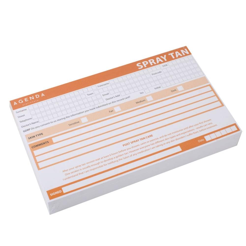 AGENDA SPRAY TAN RECORD CARDS