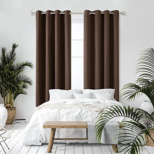 Deconovo Window Treatments Thermal Insulated Eyelet Curtains Blackout Curtains for Bedroom Brown 42 x 54 Inch 2 Panels - Image 3