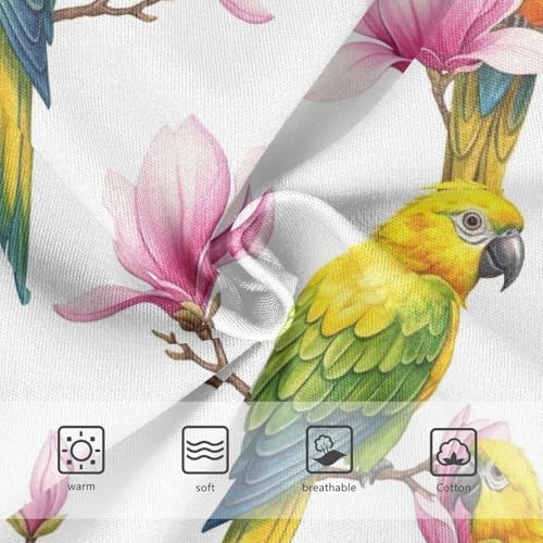 Yellow Green Parrots Pink Magnolia Girls Panties, Toddler Briefs, Cotton Girls Underwear, 2–8 Years3