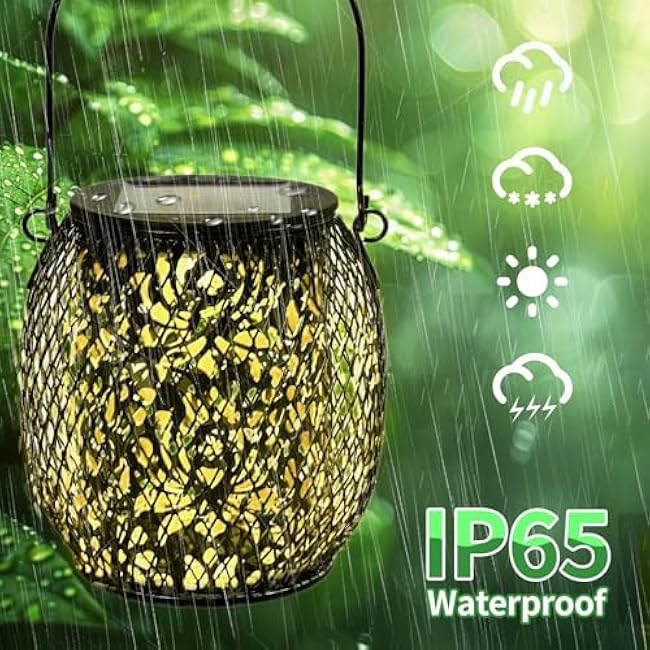 Solar Lanterns Outdoor Hanging Lights: IP65 Waterproof Rose Solars Lantern Decorative for Pathway Patio Walkway Garden Gifts