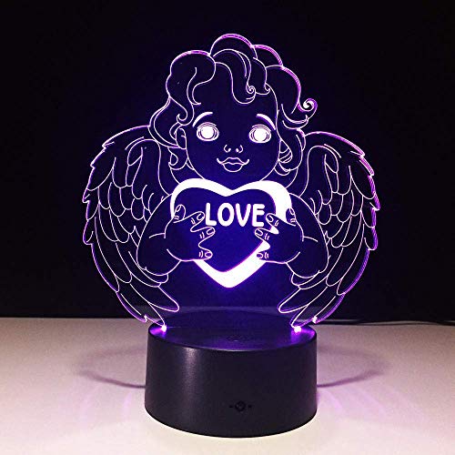 Lampe Illusion 3D LED veilleuse fête des pères cadeau célébration amour ange 7 couleurs interrupteur tactile lumière chambre décoration lampe de table