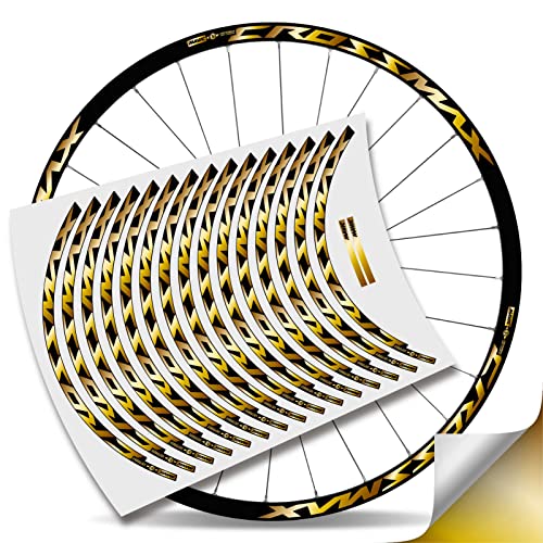Kit Pegatinas Bicicleta Stickers LLANTA Mavic Crossmax Pro Carbon 29' BTT MTB Bike (Oro Metalico)