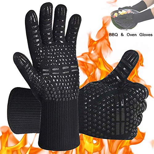 AOMEES BBQ Gloves, Oven Gloves Heat Resistant Weber Cooking Glove with Fingers