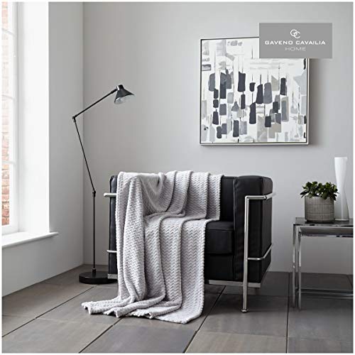 Gaveno cavalia Gaveno Cavailia Super Suave Acogedor Manta de Forro Polar Suave y Wave Manta Doble 150 x 200 cm, Color Plateado Cover