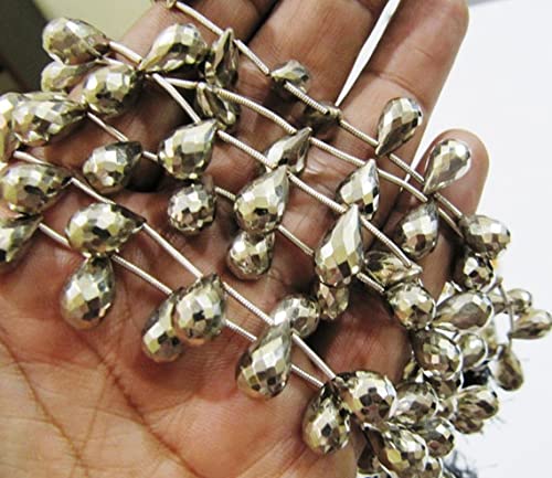 Perles de pyrite en gouttes argentées pour réparer et créer des bijoux