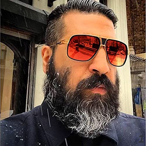 Image of Aviator Sunglasses for Men Retro Fashion Gold Oversized 70s shades