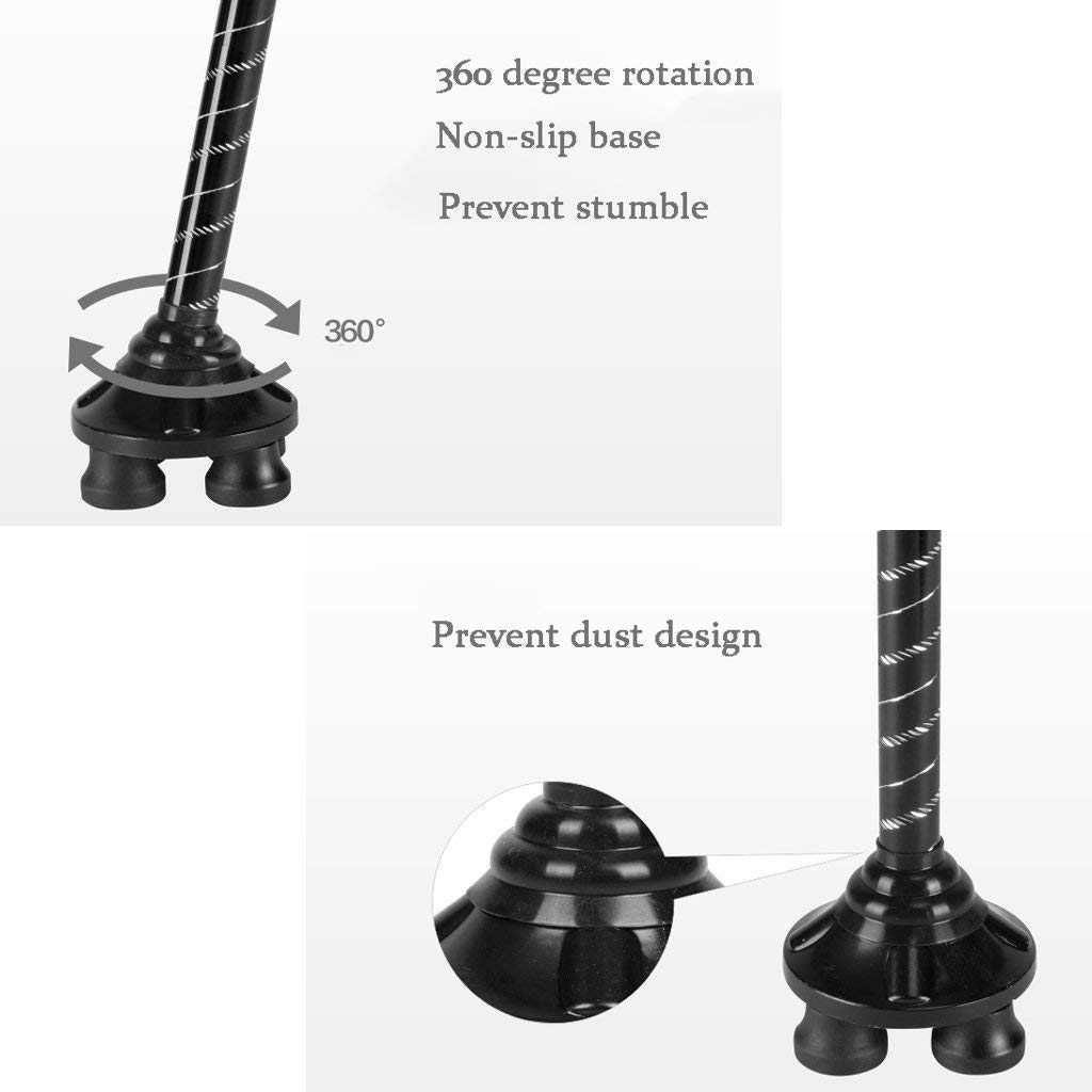 Chodziki dla seniorów Laski kulowe Laski ze stopu aluminium ze światłem LED Ergonomiczny uchwyt 10 regulowanych poziomów wysokości dla starszych mężczyzn lub kobiet Niepełnosprawny chodzik z laską,