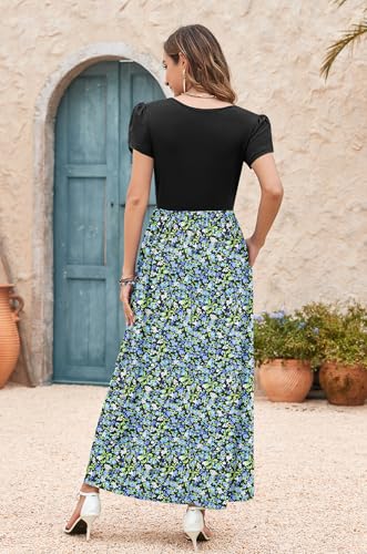 Image of AUSELILY Women's Summer Maxi Dresses Petal Sleeves Casual Empire Waist Long Dress with Pockets 2025 New