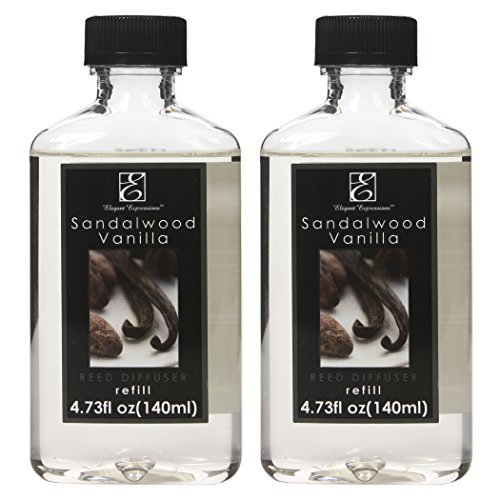 Aromatherapy Hosley Premium Grade Highly Scented Sandalwood Vanilla Reed Diffuser Refill Oil- Set of 2 / 140 ml Each - Made in USA. BULK BUY Ideal GIFT for weddings, spa, Bathroom settings