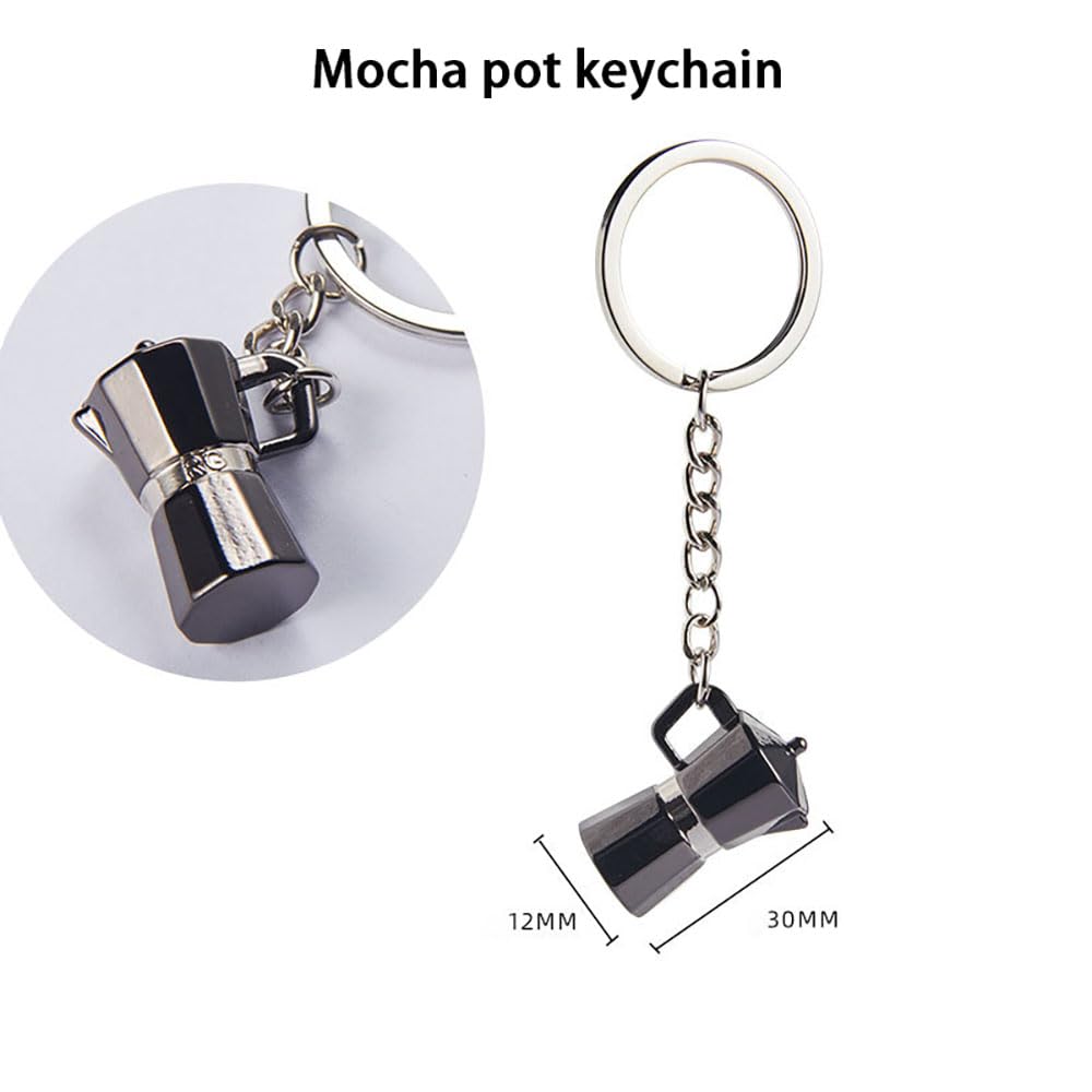 ANAKAO Moka Keyring Portable Coffee Accessories Keychain Realistic Coffee Accessories (Mocha Pot - Keychain)