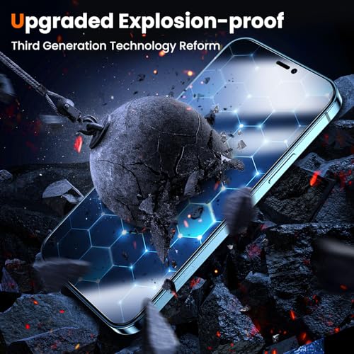 Image of UniqueMe for iPhone 12 Pro Max Privacy Screen Protector - [Military Grade Shatterproof & 9H+ Hardness] Screen Protector 12 Pro Max Tempered Glass Full Coverage Protection, Easy to install, 2 Packs