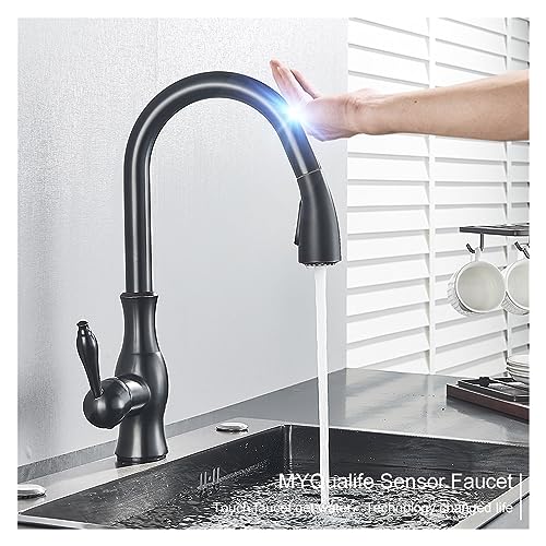 Grifo de cocina extraíble negro para preparar recetas y limpiar cómodamente 4